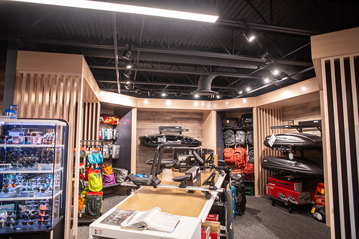 custom display shelving area