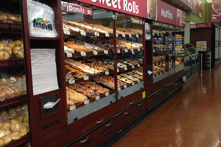 custom bakery donut cases